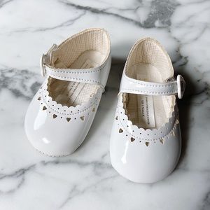 Early Days White Patent Pre-Walker Shoes 6-12M